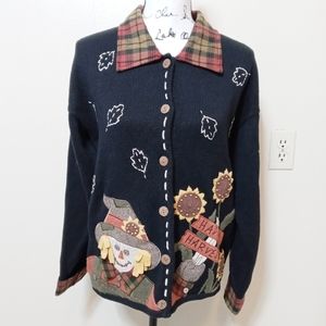Mandal Bay Halloween Scarecrow Harvest Cardigan M